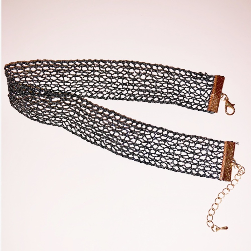 Black lace glitter choker